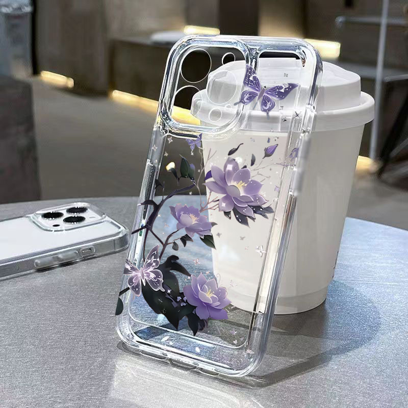 Phone Cases Purple - Pink and Purple Lotus Pattern Clear