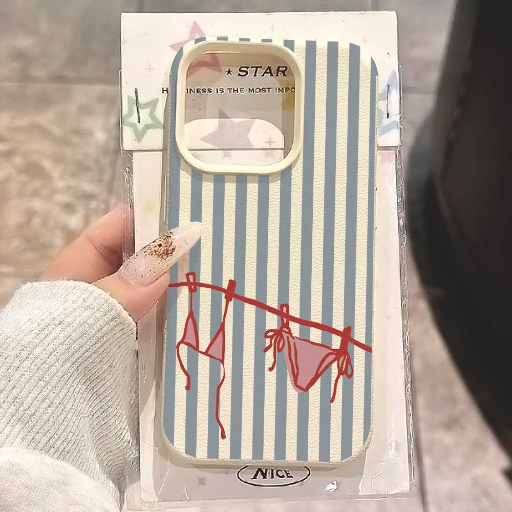Phone Cases Xr Iphone - Blue White Striped Bikini Phone Case
