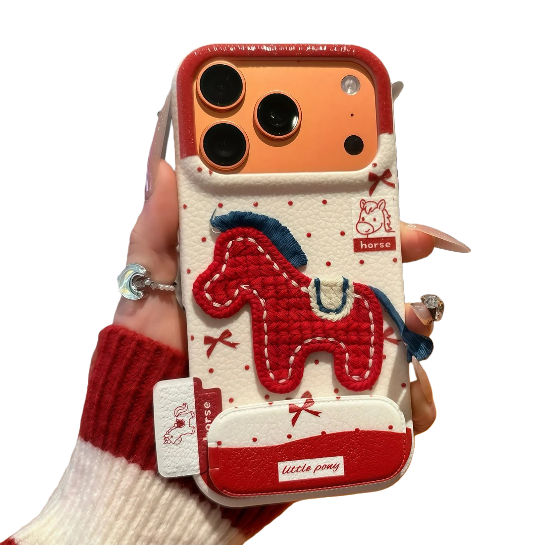 Phone Cases Horse - Embroidery Little Pony Horse Mirror Kickstand
