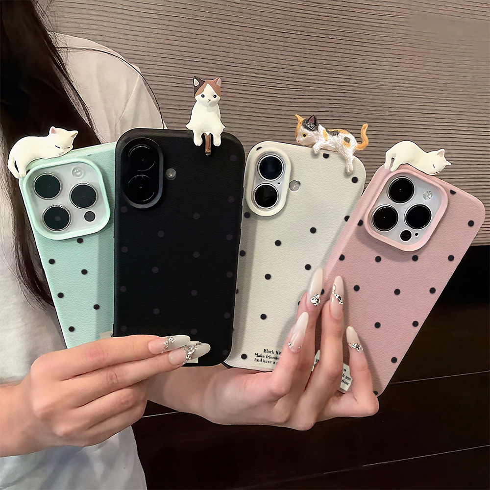 Cute 3D Cat Dot Case For iPhon – Phone Cases Cat recenzja i cena