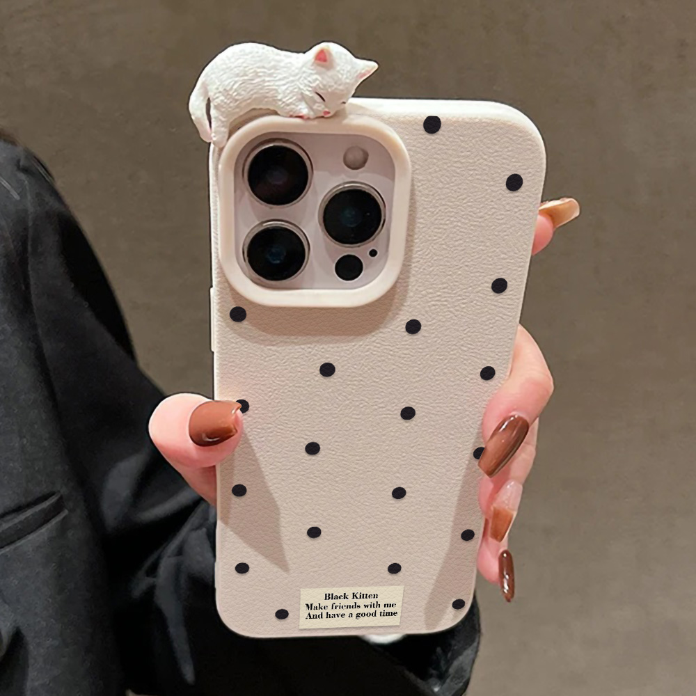 Cute 3D Cat Dot Case For iPhon – Phone Cases Cat recenzja i cena