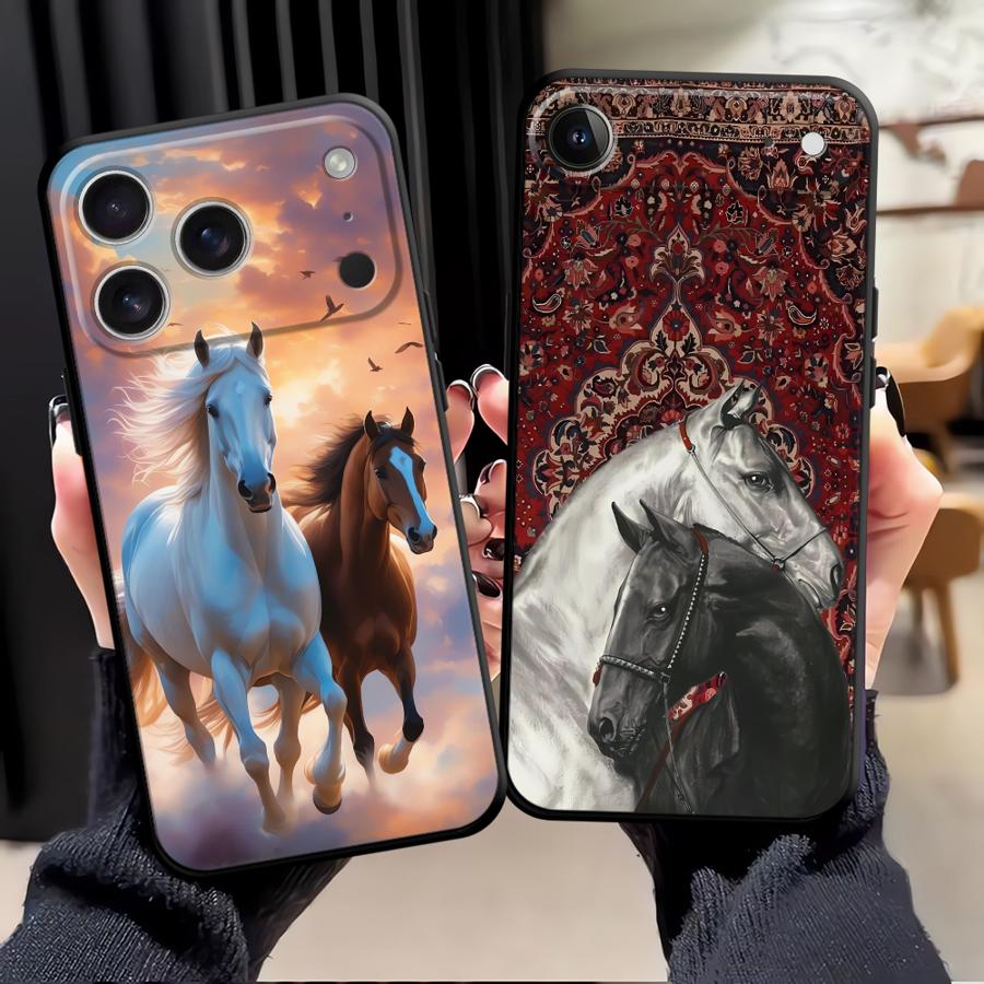 Animal Horse Pattern Black Sof – Phone Cases Horse recenzja i cena