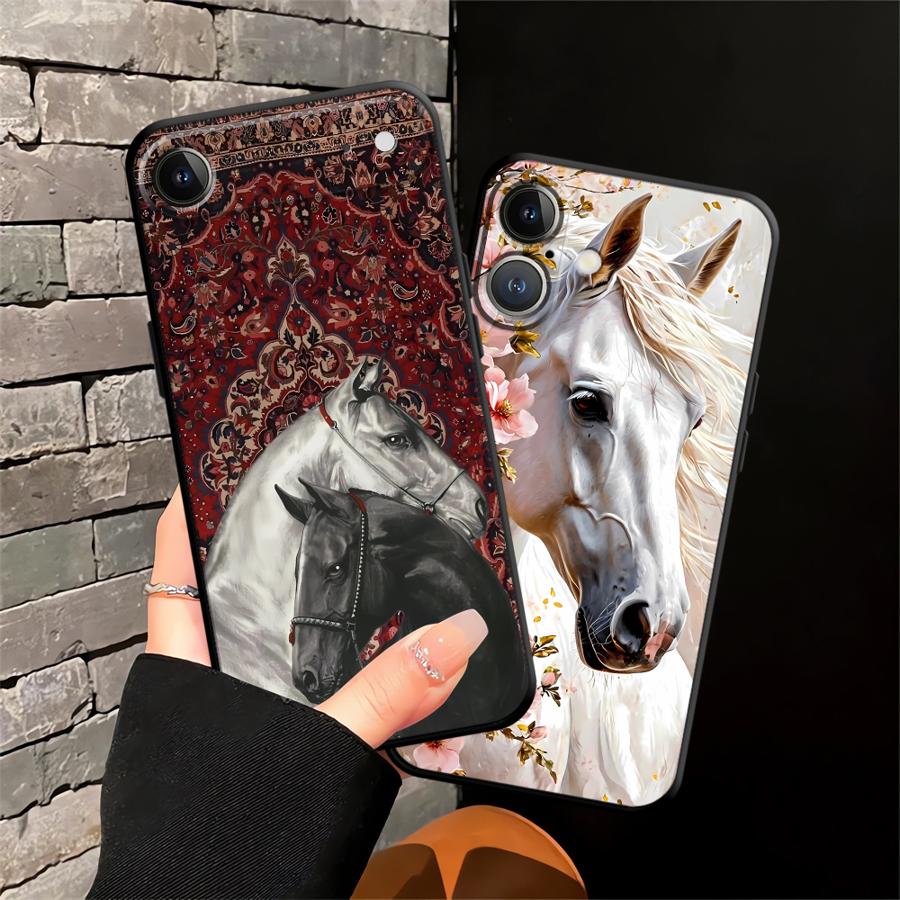 Animal Horse Pattern Black Sof – Phone Cases Horse recenzja i cena