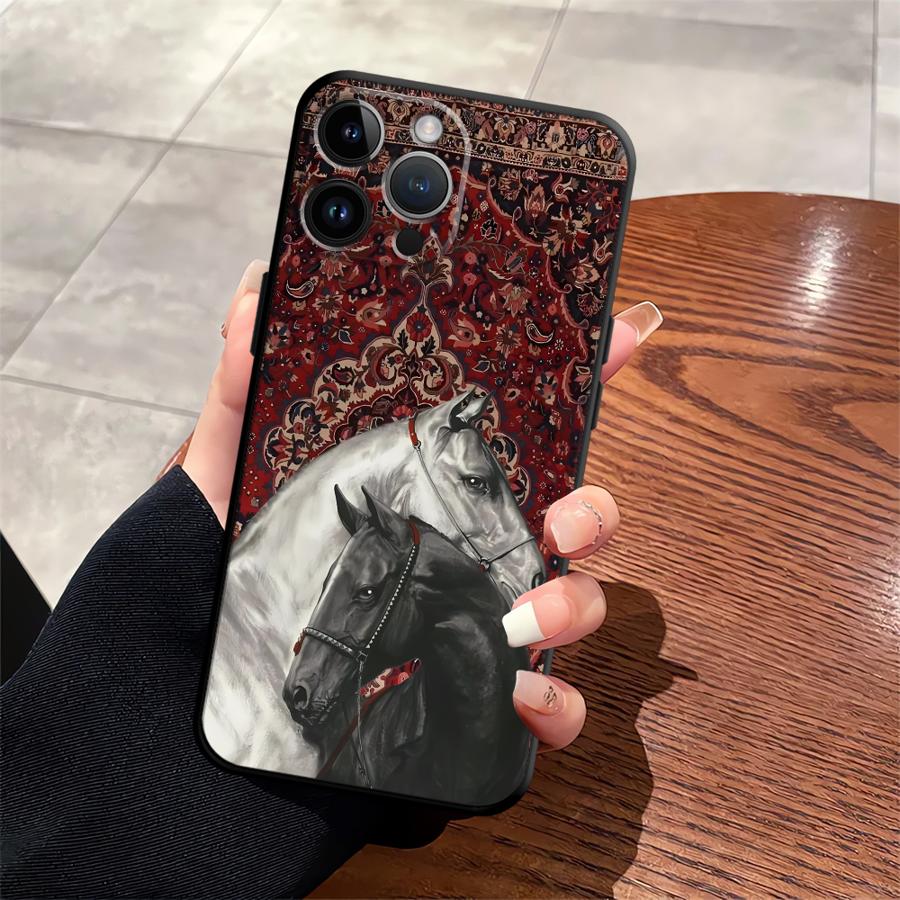 Animal Horse Pattern Black Sof – Phone Cases Horse recenzja i cena