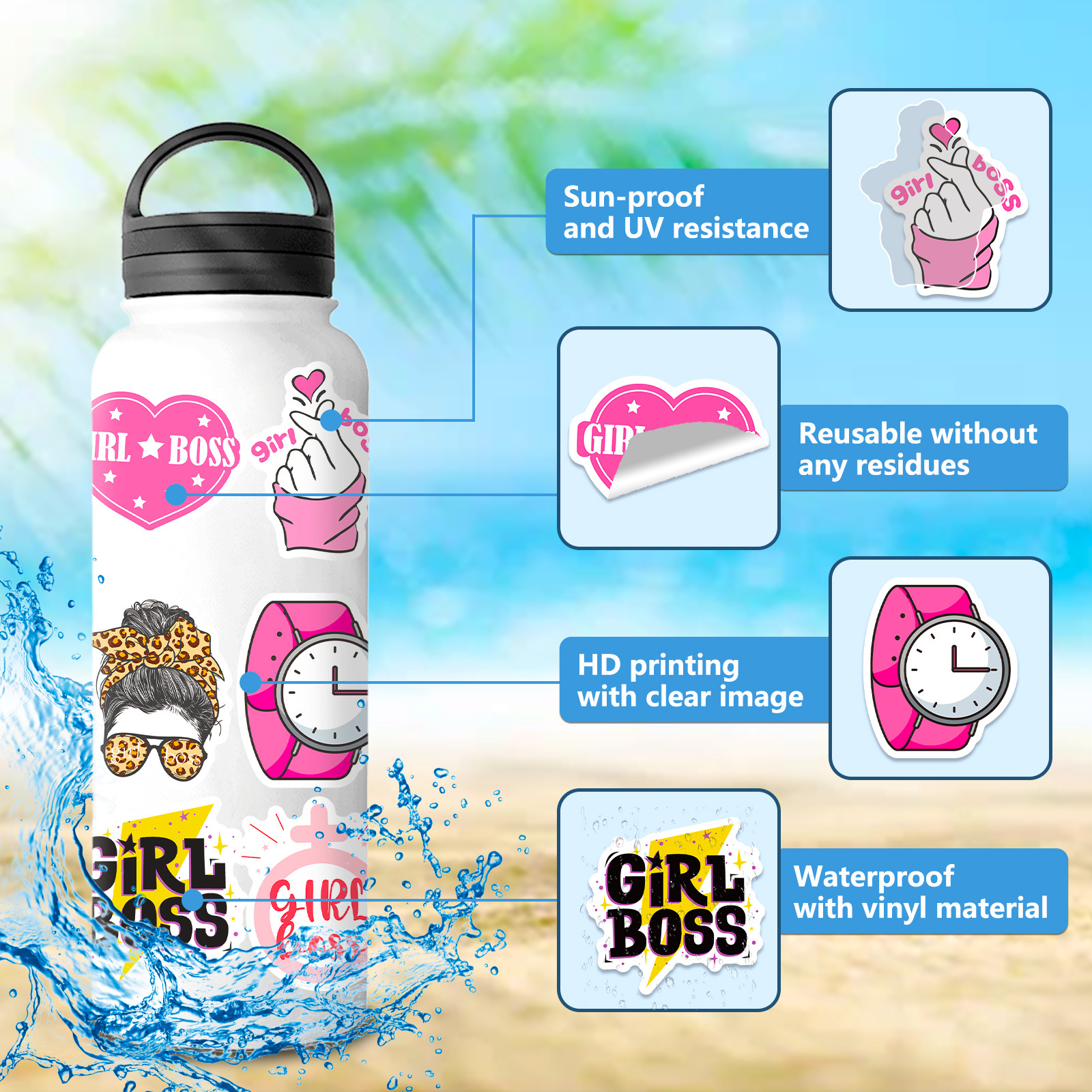 50pcs Cute Girl Boss Stickers  – Phone Cases Quotes recenzja i cena