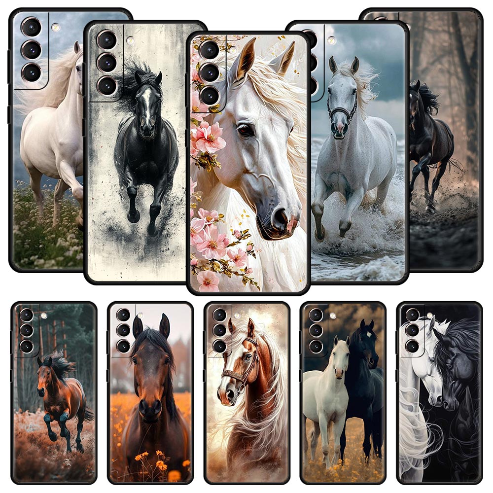 Black White Horses Galloping P – Phone Cases Horse recenzja i cena