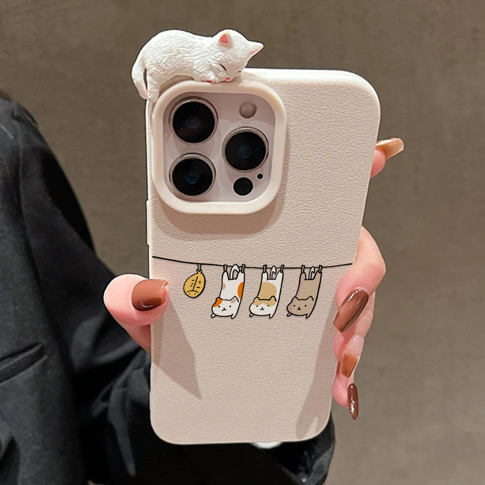 3D Cute Cartoon Cat Leather Ca – Phone Cases Cat recenzja i cena