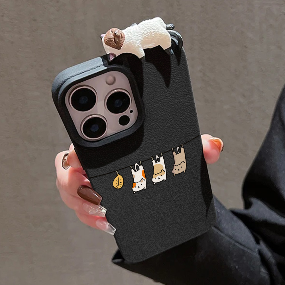 3D Cute Cartoon Cat Leather Ca – Phone Cases Cat recenzja i cena