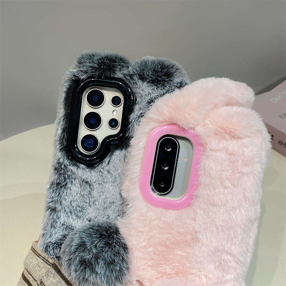 Cute Rabbit Ears Fluffy Stand  – Phone Cases For Samsung recenzja i cena